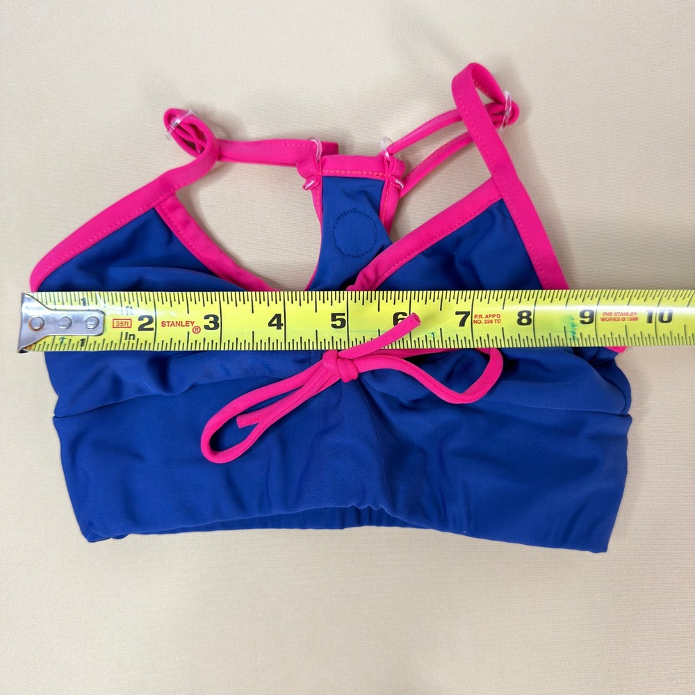 Honeycut Dance Set Kids Size CM Blue Pink Excellent Two Piece Shorts Bra Bow - Picture 3 of 9